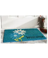 Home & More Daisy Welcome Coir/Vinyl Doormat, 17" x 29"