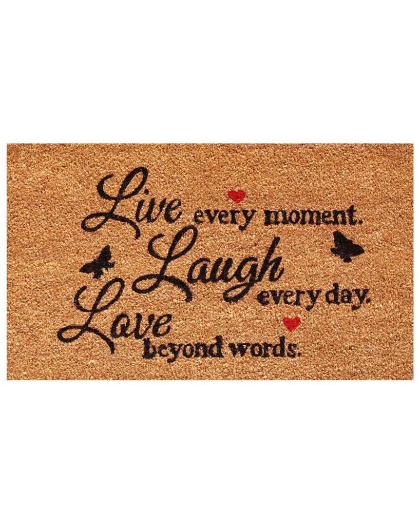 Home & More Live Every Moment Coir/Vinyl Doormat, 17" x 29"