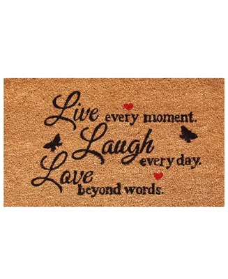 Home & More Live Every Moment Coir/Vinyl Doormat, 17" x 29"