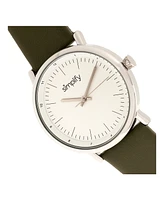 Simplify Quartz The 6200 White Dial, Genuine Olive Leather Watch 39mm