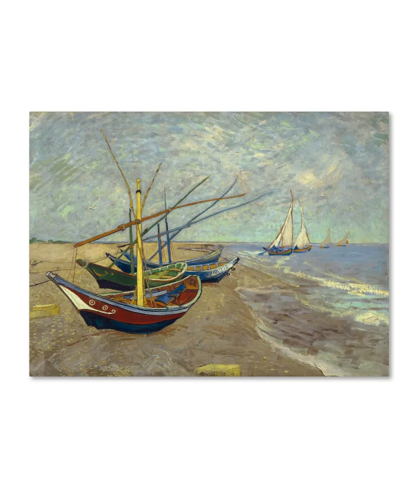 Vincent van Gogh 'Fishing Boats on the Beach' Canvas Art - 24" x 18" x 2"