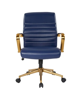 Mid-back Faux Leather Chair with Arms and Base