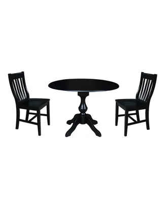 International Concept 42" Round Top Pedestal Table with 2 Chairs