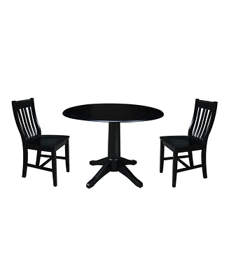 International Concept 42" Round Top Pedestal Table with 2 Chairs