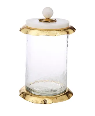 Classic Touch 8.5" Glass Canister with Marble and Lid