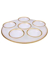 Classic Touch 12.75" Alabaster Seder Plate with Rim