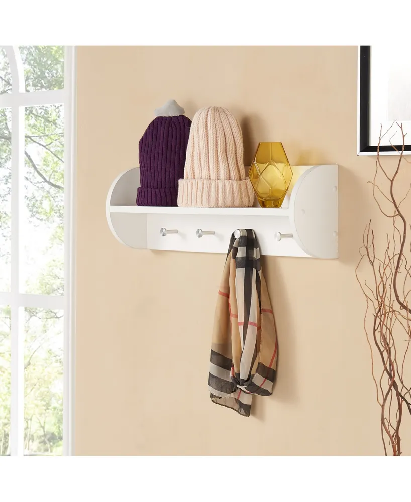 Danya B. Utility Shelf with Four Large Stainless Steel Hooks