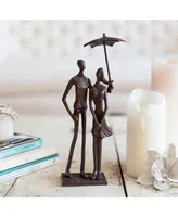 Danya B. Loving Couple Under Umbrella Bronze Sculpture