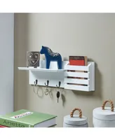 Danya B. Utility Shelf with Pocket and Hanging Hooks