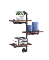 Danya B. 3-Tier Industrial Rustic Pipe Shelving Unit - Wall Mount