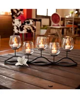 Danya B. Wavy Iron and Glass Hurricane Candleholder