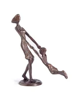 Danya B. Mother Playing and Swinging Child Cast Bronze Sculpture Figurine