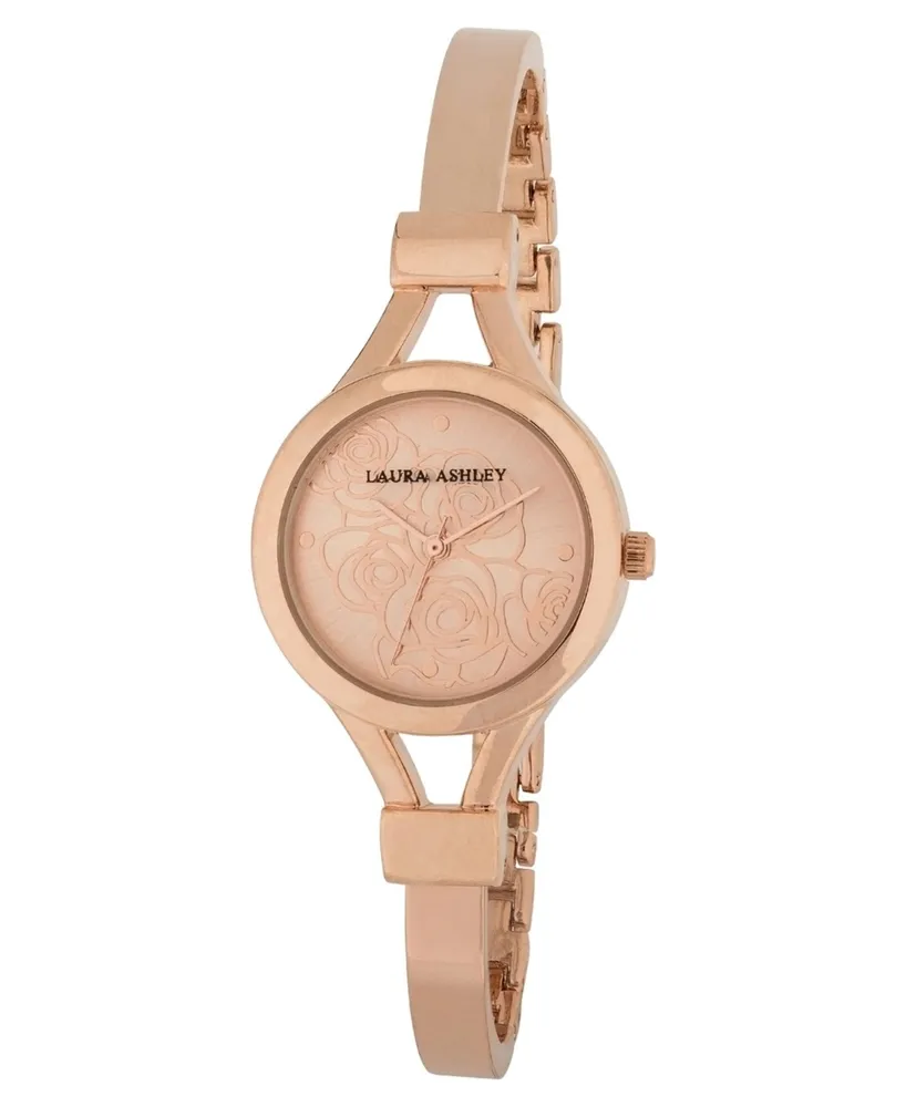 Laura Ashley Ladies' Rose Gold Thin Bangle With Floral Dial Watch