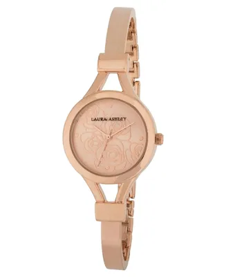 Laura Ashley Ladies' Rose Gold Thin Bangle With Floral Dial Watch