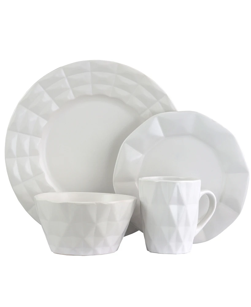 Elama Retro Chic 16 Piece Glazed Dinnerware Set In Black