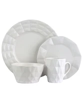 Elama Retro Chic 16 Piece Glazed Dinnerware Set In Black