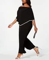Msk Plus Off-The-Shoulder Poncho Jumpsuit