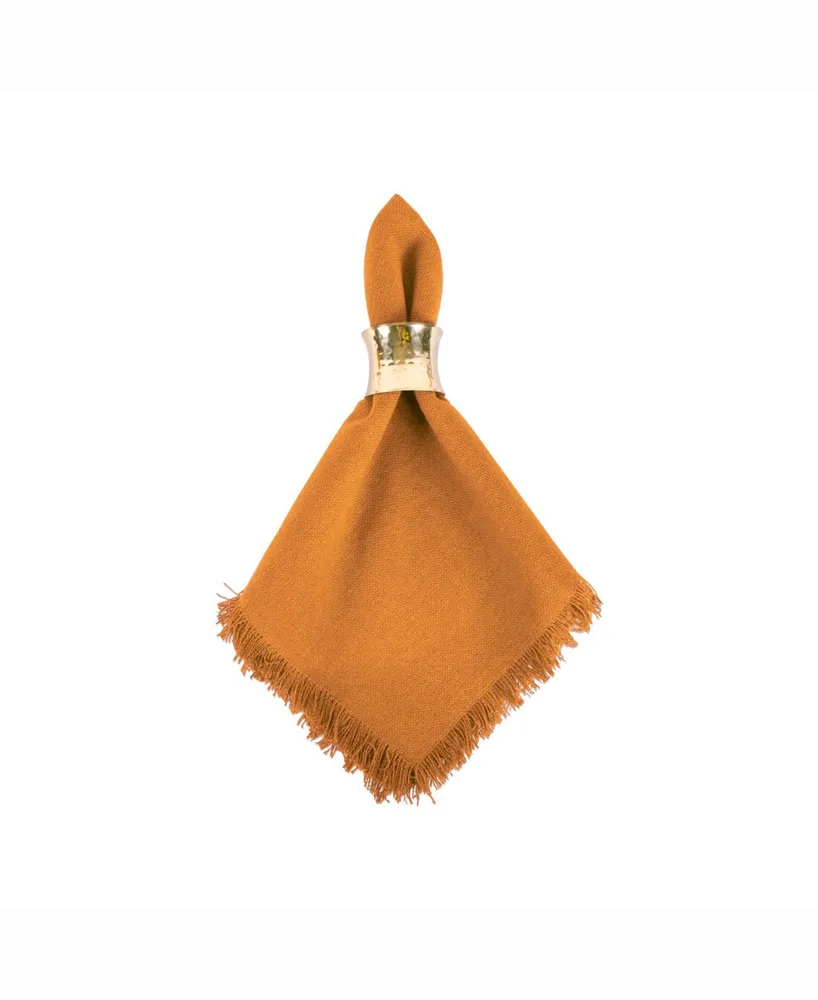 Solid Pumpkin Spice Heavyweight Fringed Napkin Set of 6