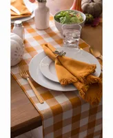 Pumpkin Spice Heavyweight Check Fringed Table Runner 14" X 108"