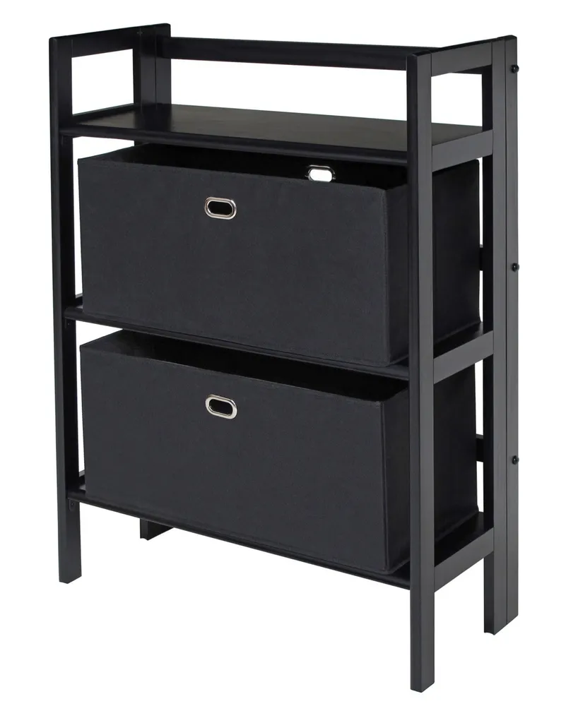 Torino 3-Pc Set Folding Bookcase with Fabric Basket