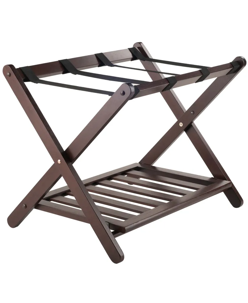 Winsome Remy Luggage Rack with Shelf In Cappuccino