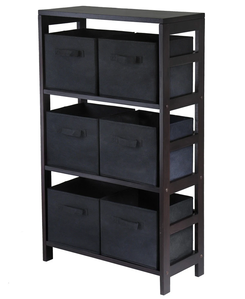 Winsome Capri 3-Section M Storage Shelf with 6 Foldable Fabric Baskets