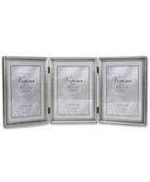 Lawrence Frames Antique Pewter Hinged Triple Picture Frame - Bead Border Design - 5" x 7"