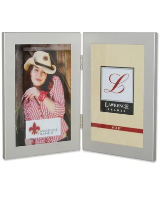 Lawrence Frames Brushed Silver Hinged Double Metal Picture Frame - 4" x 6"