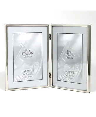 Lawrence Frames Hinged Double Simply Silver Metal Picture Frame - 5" x 7"