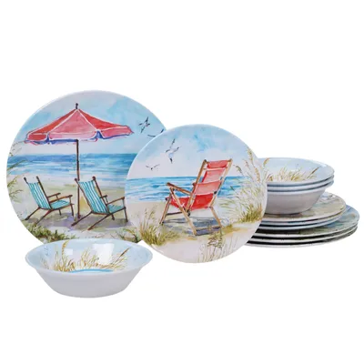 Certified International Ocean View Melamine 12-Pc. Dinnerware Set