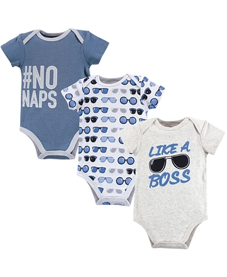Hudson Baby Baby Boys Hudson Cotton Bodysuits 3pk, Like A Boss, Months