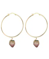 Noir Pink Cubic Zirconia Strawberry Stone Extra Large Hoop Earrings