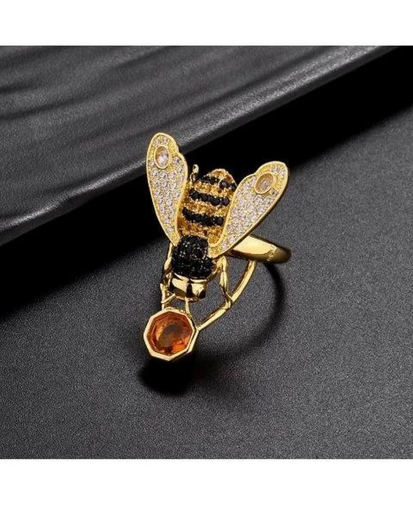 Noir Cubic Zirconia Bee Ring