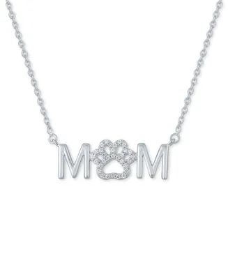 Diamond "Mom" Paw 18" Pendant Necklace (1/10 ct. t.w.) in Sterling Silver