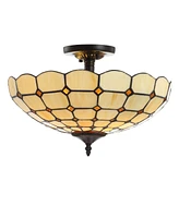 Jonathan Y Jennifer 16" Tiffany-Style Led Semi-Flush Mount