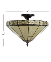 Jonathan Y Jasmine 16" Tiffany-Style Led Semi-Flush Mount