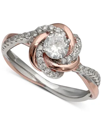 Giani Bernini Cubic Zirconia Love Knot Ring 18k Rose Gold Over Sterling Silver and Silver, Created for Macy's