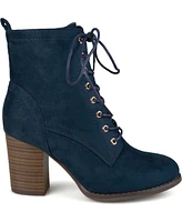 Journee Collection Women's Baylor Lace Up Stacked Heel Booties