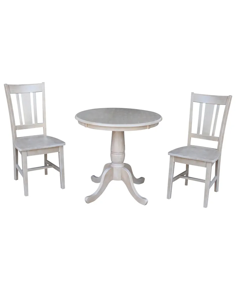 International Concepts 30" Round Top Pedestal Table- With 2 San Remo Chairs