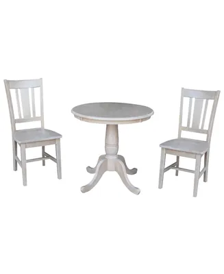 International Concepts 30" Round Top Pedestal Table- With 2 San Remo Chairs