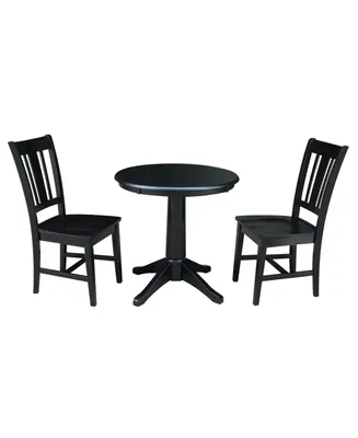 International Concepts 30" Round Top Pedestal Table- With 2 San Remo Chairs