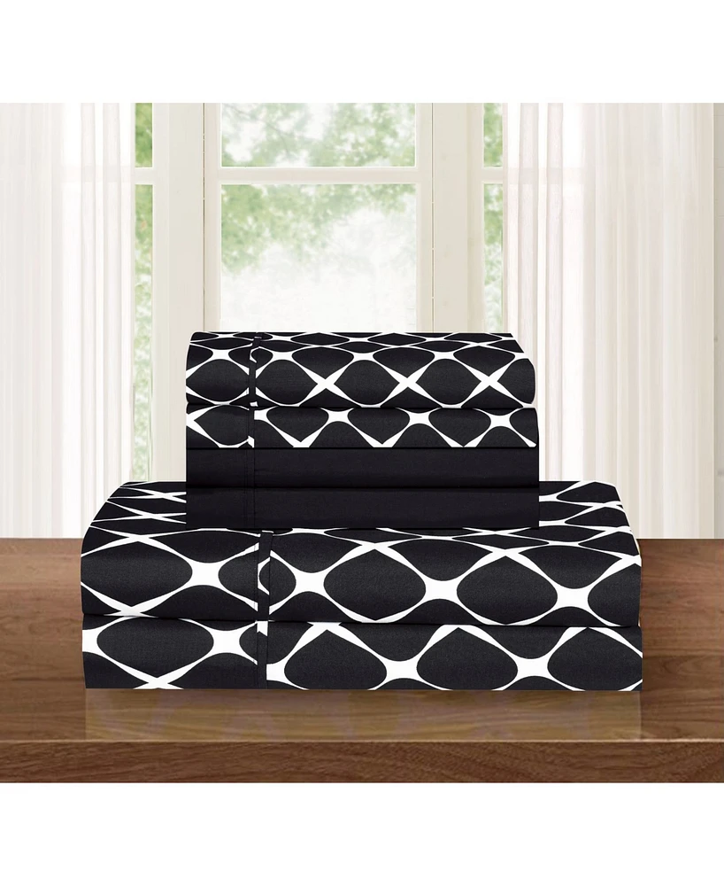 Elegant Comfort Geometric Printed Microfiber 4-Pc. Sheet Set, Twin