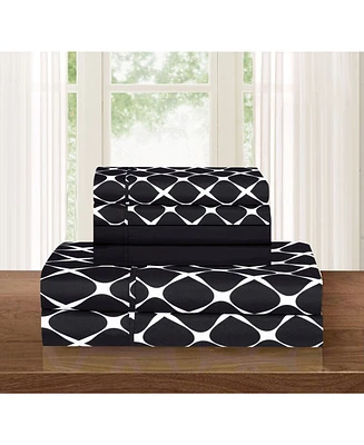 Elegant Comfort Geometric Printed Microfiber 4-Pc. Sheet Set, Twin