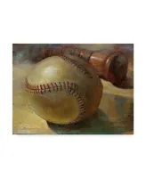 Hall Groat Ii 'Baseball With Bat' Canvas Art - 19" x 14"