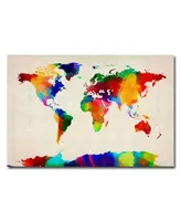 Michael Tompsett 'Sponge Painting World Map' Canvas Art - 32" x 22"