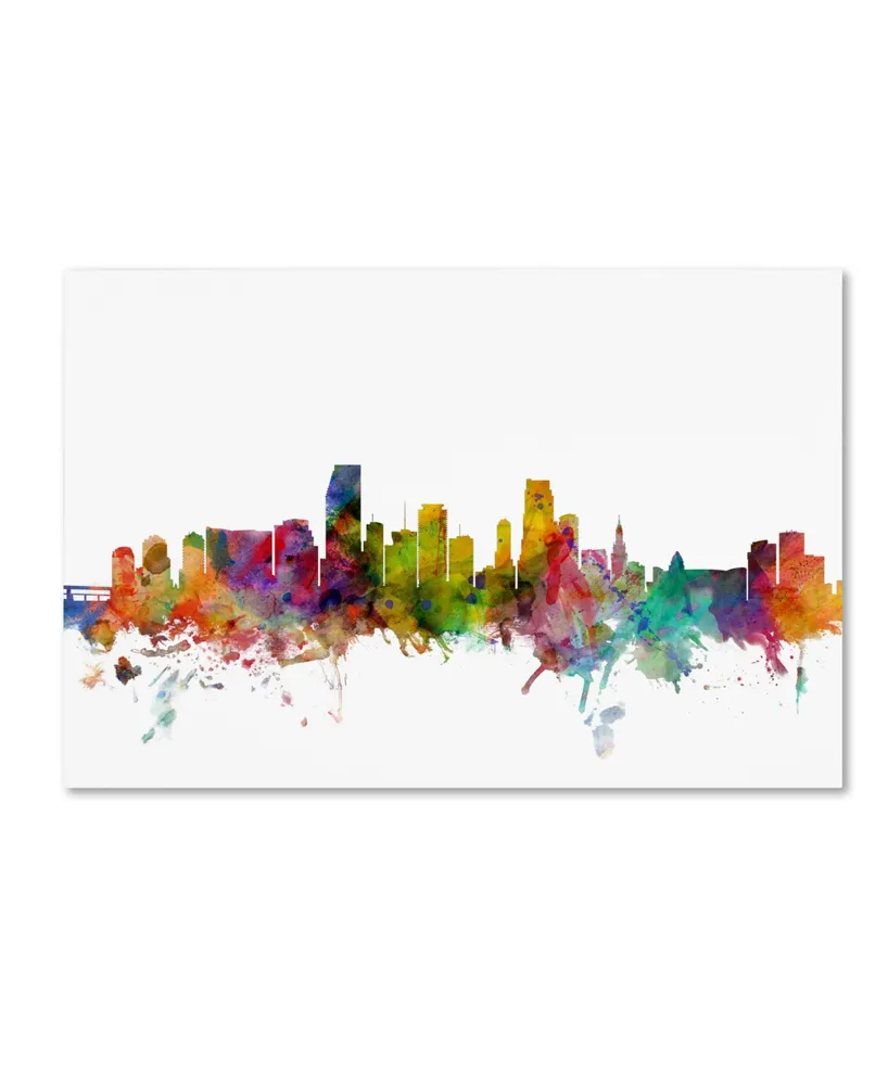 Michael Tompsett 'Miami Florida Skyline' Canvas Art - 22" x 32"