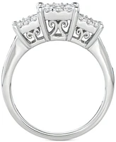 Diamond Princess Triple Halo Engagement Ring (3/4 ct. t.w.) 14k White, Yellow or Rose Gold