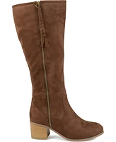 Journee Collection Women's Sanora Wide Calf Stacked Heel Mid Shaft Boots