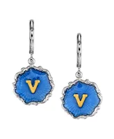 2028 Silver Tone Blue Enamel Gold Tone Initial Earrings