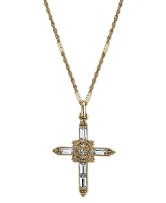 Symbols of Faith 14K Gold-Dipped Crystal Cross Pendant Necklace 18"